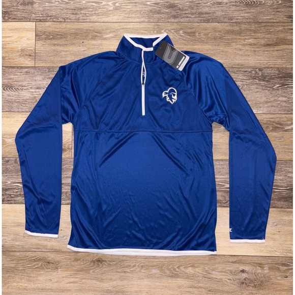 NWT Men's Small Seton Hall Colosseum Quarter Zip Pullover - Blue - Picture 1 of 5